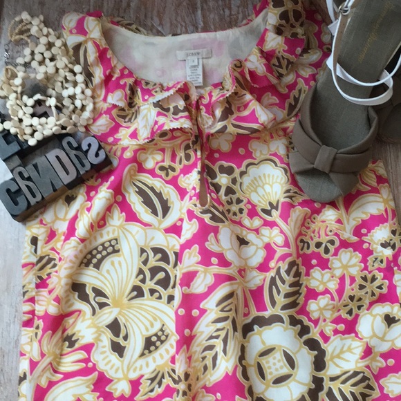 J. CREW Ruffle Neck Sleeveless Floral Print Top - Picture 2 of 12